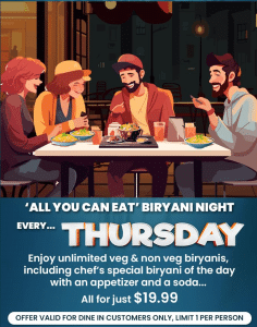 All You Eat Biryani Every Thursday @ Persis Piscataway